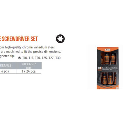 Bộ tua vít đầu sao 6 chi tiết chuyên nghiệp Retta RXT6000 Thổ Nhĩ Kỳ