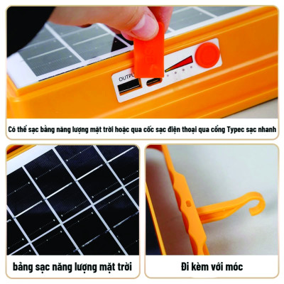 Đèn LED ngoài trời năng lượng mặt trời đèn cắm trại có thể sạc lại Mất điện khẩn cấp Không dây di động chợ đêm