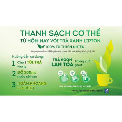Combo 3 Lipton Trà Xanh Tươi Mới Hộp 1.5g x 50 túi