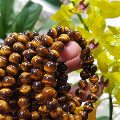 Vòng tay phong thuỷ may mắn nữ đá mắt hổ tự nhiên vàng nâu bóng mượt đẹp Size nữ vòng hạt 8mm Vòng hợp nữ mệnh kim mệnh thổ mệnh Thủy đeo tay đẹp ạ 