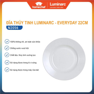 Bộ 3 đĩa (dĩa) thủy tinh sâu lòng Luminarc Everyday 22cm N2056*3 | Hàng chính hãng