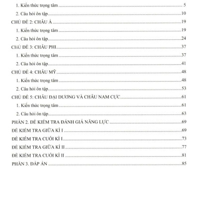 Đề Kiểm Tra Đánh Giá Năng Lực Môn Lịch Sử - Địa Lí Lớp 7: Phần Địa Lí