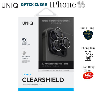 Miếng Dán Cường Lực LENS Camera UNIQ OPTIX Clear Dành Cho iPhone 16 Promax/ Iphone 16 Pro_ Hàng chính hãng