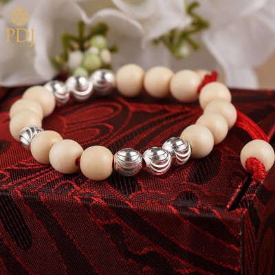 Vòng Dâu Tằm 7 Bi Bạc Cho Bé Trai 