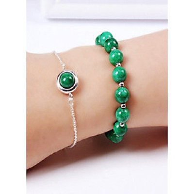 Bộ 2 vòng tay nữ đá cẩm thạch sơn thủy 8mm mix bi tròn cao cấp cho Nữ cầu Lộc Tài Duyên