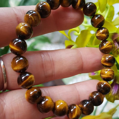 Vòng tay phong thuỷ may mắn nữ đá mắt hổ tự nhiên vàng nâu bóng mượt đẹp Size nữ vòng hạt 8mm Vòng hợp nữ mệnh kim mệnh thổ mệnh Thủy đeo tay đẹp ạ 