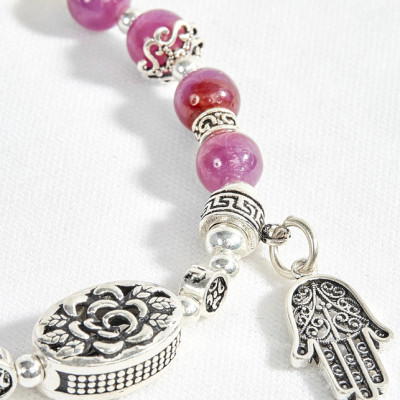 Vòng tay ruby phối charm túi tiền bạc Ngọc Quý Gemstone