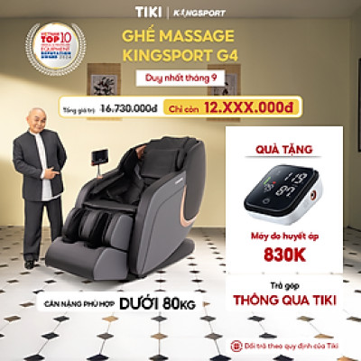Ghế massage KINGSPORT Standard G4 con lăn di chuyển cổ vai, thiết kế hiện đại 2024, túi khí massage tay dài