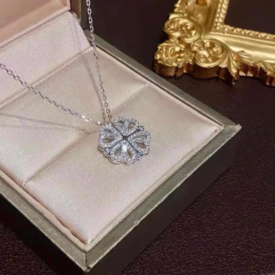 Dây Chuyền Vòng Cổ Bạc 925 Cỏ 4 Lá May Mắn Đeo 2 Kiểu DMD461