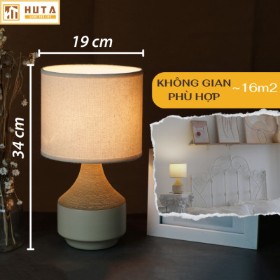 Đèn Ngủ Để Bàn Gốm Sứ Cao Cấp HUTA S14 Vân Màu Gỗ Độc Đáo Sang Trọng, Decor Trang Trí Phòng Ngủ, Khách Sạn, Đọc Sách Đầu Giường, Điều Chỉnh Độ Sáng, Ánh Sáng Vàng