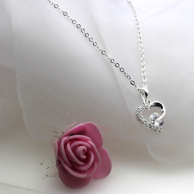 Dây Chuyền Nữ Bạc Hiểu Minh DMD427 Trái Tim Đá Trắng