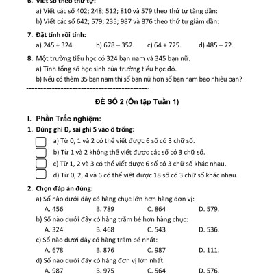 Sách - 100 Đề Kiểm Tra Toán 3