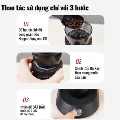 Máy xay hạt cà phê chuyên nghiệp Single Dose, tích hợp 36 chế độ xay, Thương hiệu Mỹ cao cấp HiBREW G5 - Hàng Nhập Khẩu