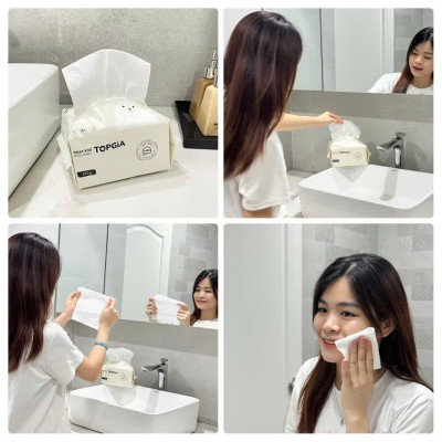 Khăn mặt khô dùng 1 lần Top Gia, đa năng mềm mịn siêu dai an toàn cho làn da, không xơ bông