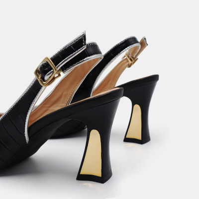 Giày sandal nữ cao gót 6 phân hàng hiệu rosata đẹp hai màu đen trắng ro551