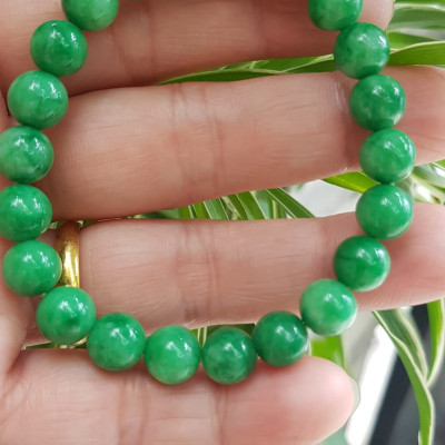 Vòng tay chuỗi đá cẩm thạch xanh ngọc tươi size nhỏ 8mm 22 hạt Màu xanh lá tươi nữ mệnh mộc hỏa thủy đeo may mắn tốt  sức khỏe công việc hanh thông hy vọng tốt đẹp Món quà tặng ý nghĩa cho chính mình & người thân ạ