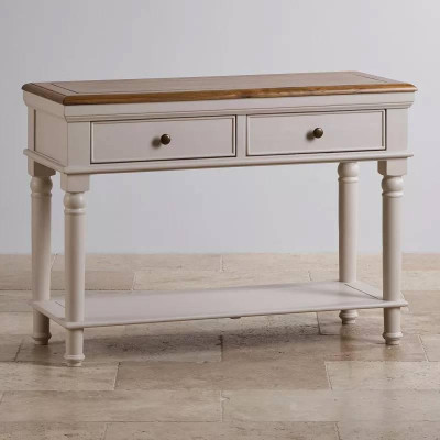 Bàn Console 2 Ngăn Kéo Shay Gỗ Sồi Ibie LTO2SHAO - Trắng (110 x 42 cm)