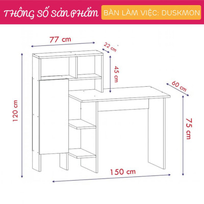 Bàn liền giá sách đa dạng thiết kế đẹp SMLIFE Duskmon