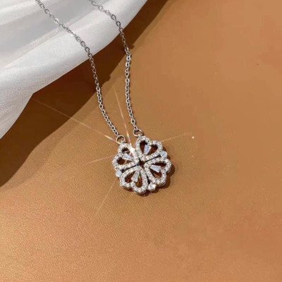 Dây Chuyền Vòng Cổ Bạc 925 Cỏ 4 Lá May Mắn Đeo 2 Kiểu DMD461