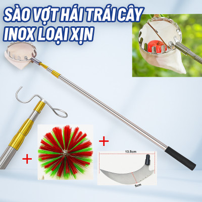 Sào Vợt Inox Hái Trái Cây Trên Cao – 6M Rút Dài, Độ Bền Cao Kèm 4 Phụ Kiện Loại 1