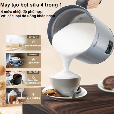 Máy tạo bọt sữa Nóng và Lạnh 4 trong 1 Thương hiệu Mỹ cao cấp HiBREW - M3A - HÀNG NHẬP KHẨU