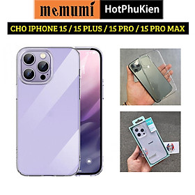 Ốp lưng siêu mỏng 0.3mm chống ố cho iPhone 15 Pro Max / 15 Pro / 15 Plus / 15 hiệu Memumi Crystal thiết kế ôm sát máy, chống sốc , chống trầy xước - Hàng nhập khẩu 