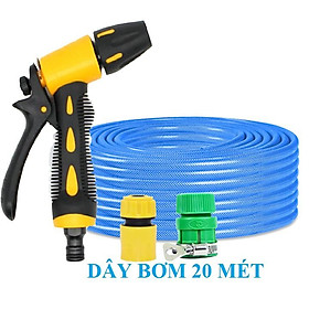 Vòi Xịt️Evoucher Bộ dây vòi xịt nước rửa xe, tưới cây , tăng áp 3 lần, loại 20m 206236 đầu đồng,cút, +  đai