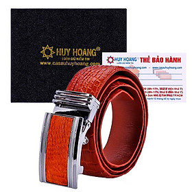 HP4853 - Dây nịt nam da cá sấu Huy Hoàng nguyên con bụng 4P màu vàng