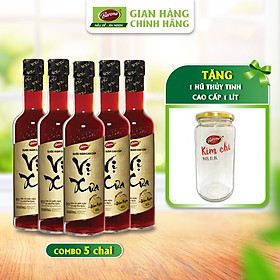 Combo 5 chai Nước Mắm Phú Quốc Cao Cấp Vị Xưa 40 độ đạm 500ml, tặng 1 hũ thủy tinh cao cấp 1 lít