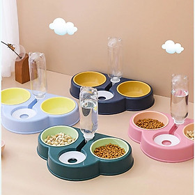 Bát Ăn Chó Mèo Kèm 2 Chén Nhựa Và Bình Nước Tự Động - Yonapetshop