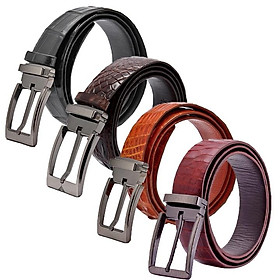 HC4213-14-15-33 - Thắt lưng nam da cá sấu Huy Hoàng đầu kim 3,5P màu đen, nâu đất, vàng bò, nâu đỏ