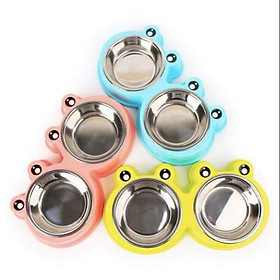 Bát Ăn Đôi Inox Hình Ếch - Bát Chống Kiến Cho Thú Cưng