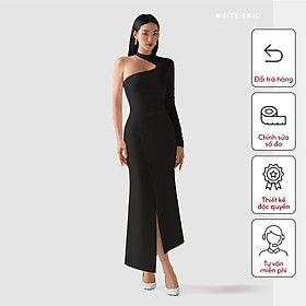 Đầm dự tiệc dáng ôm đuôi cá TITUS với vạt lệch màu đen thiết kế độc quyền WHITE CHIC
