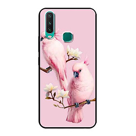 Ốp Lưng in cho Vivo Y17 Mẫu Chim Vẹt Nền Hồng - Hàng Chính Hãng