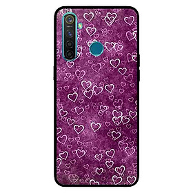 Ốp Lưng in cho Realme 5 Pro / Realme Q Mẫu Nhiều Tim Nền Tím - Hàng Chính Hãng
