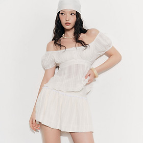 DOTTIE - Chân váy bí phối đăng ten - Trắng kem - S0262