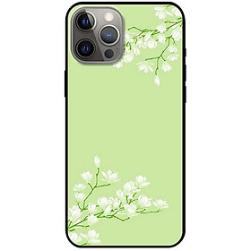 Ốp lưng cho IPhone 12 - 12 Pro - 12 Pro Max - 13 Mini - 13 - 13 Pro - 13 Pro Max - Hoa Trắng Xanh Nhạt - Hàng Chính Hãng