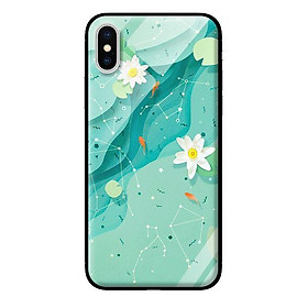 Ốp kính cường lực cho iPhone XS MAX Họa Tiết Nền Xanh - Hàng chính hãng