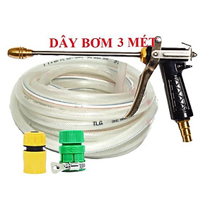 Bộ dây vòi xịt nước rửa xe,tưới cây .tăng áp 3 lần,loại 3m, 5m 206318 đầu đồng,cút,nối nhựa vàng+ tặng đai