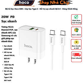Bộ Củ Sạc Hoco C80 + Cáp Sạc Type C - Hỗ trợ sạc nhanh QC3.0 - Hàng Chính Hãng
