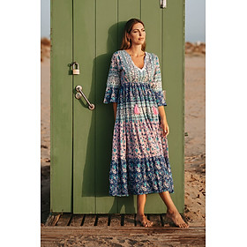 Maxi Hoa Phối Ren Ánh Bạc Cotton Isla Bonita