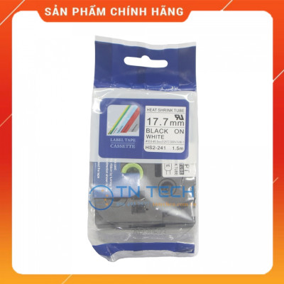 Ống co nhiệt HS2-241 - Đen nền trắng 17.7mm x 1.5m - Dùng cho máy in ống BROTHER - AIMO [Hàng nhập khẩu]