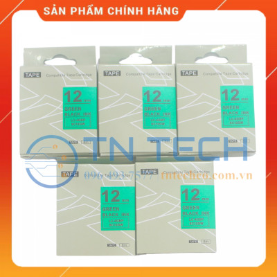 NHÃN IN TEPRA-EPSON LC-4GBP (SC12GW) – CHỮ ĐEN NỀN LÁ 12MM X 8M [Hàng nhập khẩu]