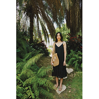 Đầm Midi Hai Dây Linen Viễn Du DRE192 thời trang thiết kế Hity