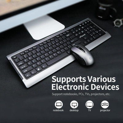 Combo 106 phím Bàn phím uFound R-756  truyền tải 2.4G + Chuột không dây 1200DPI cho Văn phòng Doanh nghiệp
