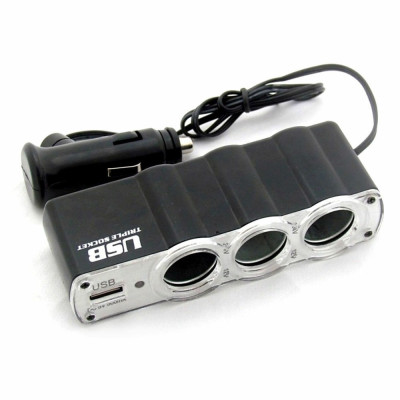 ROGTZ - Bộ Chia Tẩu Ô Tô 3 Tẩu 1 Cổng USB Dòng 5A Điện áp 12V-14V Chiều dài 70cm Chia sẻ nguồn điện trên xe Sạc nhanh 500mA cho cổng USB Tương thích nhiều dòng xe Chất liệu cao cấp TÍch hợp chip bảo vệ quá tải An toàn Dễ sử dụng - Hàng Chính Hãng