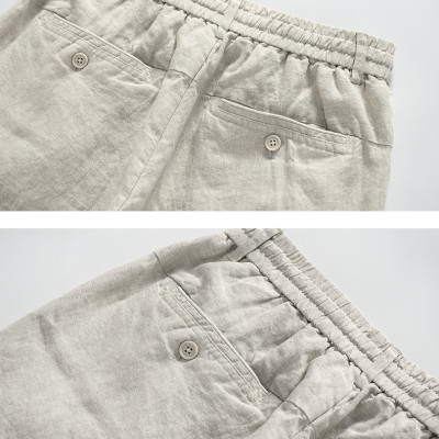 Quần dài ống rộng form suông unisex chất linen thiết kế đơn giản, basic, kèm dây rút và khuy khóa trước Qd11