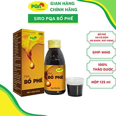 Bổ Phế PQA Giúp Nhuận Phế, Tiêu Đờm, Giảm Ho Và Đau Rát Họng Kéo Dài Hộp 125ml