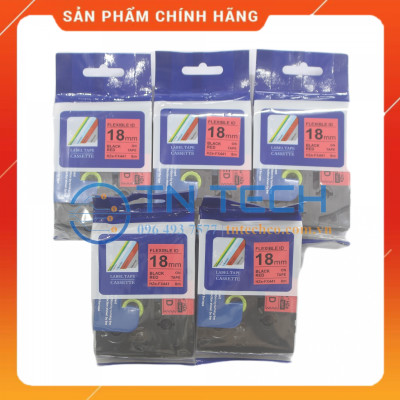 Nhãn In HZE-441 - Đen nền đỏ 18mm x 8m - Dùng cho máy in BROTHER - AIMO - PUTY [Hàng nhập khẩu]