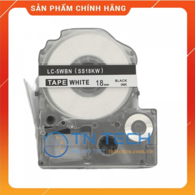 Nhãn in TEPRA - EPSON LC-5WBN (SS18KW) – Chữ đen nền trắng 18MM X 8M  - Dùng cho máy in nhãn TEPRA - EPSON [Hàng nhập khẩu]